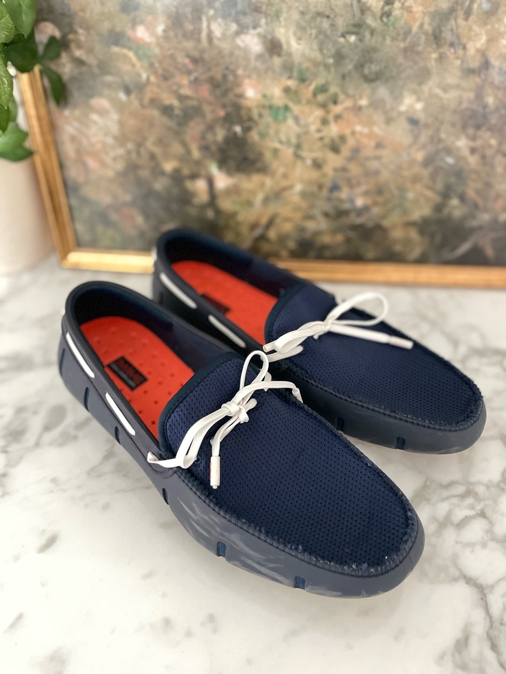 SWIMS Top Sider Loafer Preppy Navy Blue Boat Shoes Water RST Yachting Beach Pool